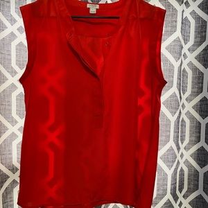 J. Crew orange sleeveless 5 button down top